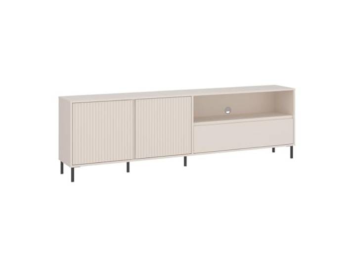 Lomadox TV Lowboard mit 207,8 cm Breite in Kaschmir mit Rillen Fronten, 2 Türen, 1 Schublade, Fernsehschrank, TV-Schrank, Fernsehtisch, TV Board, Fernsehmöbel, Wohnzimmer
