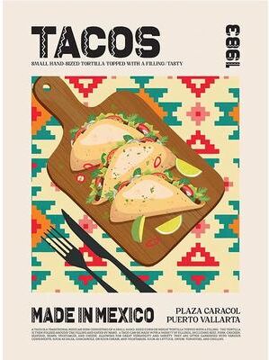 Inspire Essentials World Cuisine Food Wall Art Kitchen Canvas Poster Ramen Pizza Coffee Decor 18 30x40cm No Frame