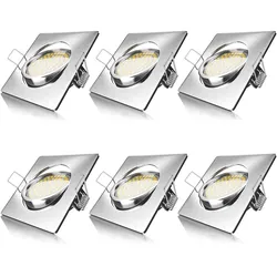 Brandson 6x LED Einbaustrahler in Edelstahl Optik, schwenkbarer Deckenspot mit 320 Lumen / Warmweiß