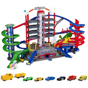 Majorette Parkgarage Super City Garage, mit 7 Ebenen, 2 motorisierten Aufzügen, Polizei & 7 Fahrzeugen