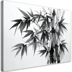 LEINWANDBILD Bambusblätter schwarz-weiß 100x70cm