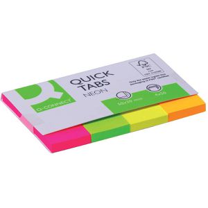 Q-Connect Haftmarker Index, KF01226, Neon, Papier, beschriftbar, 4 x 50 Streifen farbsortiert