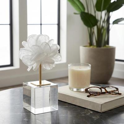Sagebrook Home JLiliana Crystal Flower Statuary, Perfect for Decor