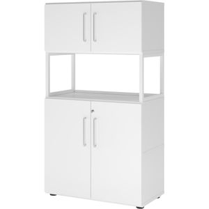 Hammerbacher Kombischrank FW48K5RG, weiß, abschließbar, mit 4 Drehtüren, (B/H) 80 x 145 cm