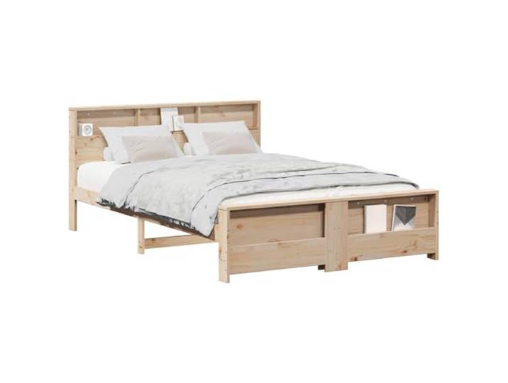 PUGYNBK Bettgestell 160 x 200 cm, Kiefer massiv, Braun Fester Lattenrost mit Lamellen, rechteckiges Design, moderner Stil, einfache Reinigung