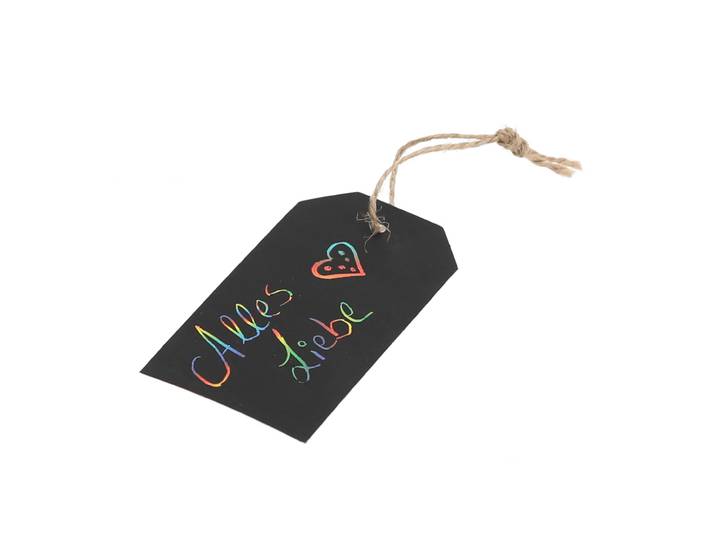 6er-Set Kratzpapier Geschenkanhänger Regenbogen, Etiketten zum Anhängen, 11 x 13 x 0,4 cm