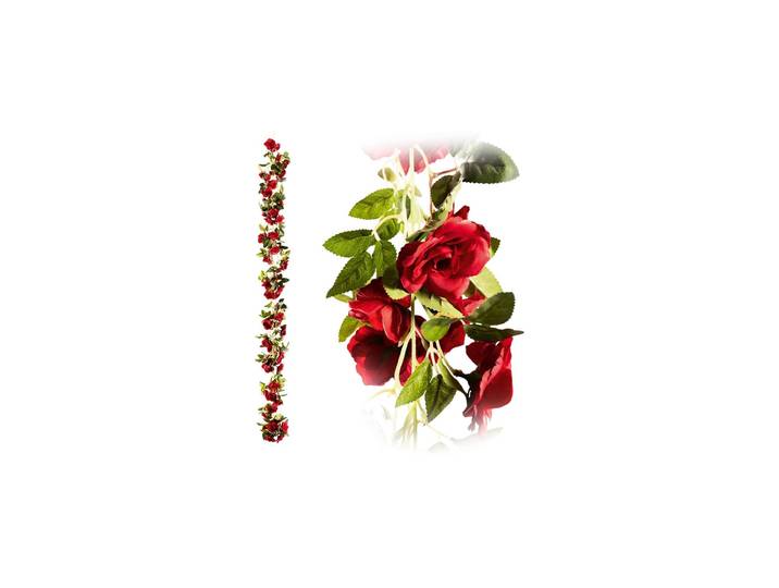 Kunstgirlande Dekomat AG mit 60 Rosen 170 cm , rot, L:170cm Ø:7cm, Kunststoff, Kunstpflanzen, Kunstgirlande, Künstliche Blumengirlande mit 60 roten Rosen