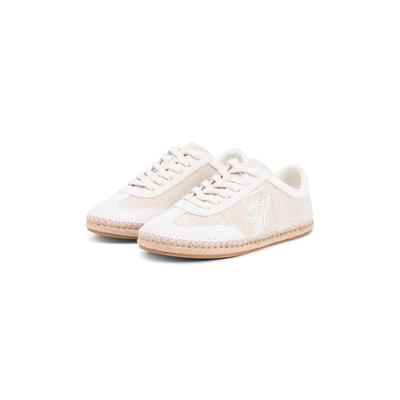 Sneaker TOMMY HILFIGER "TH HERITAGE ROPE SNEAKER", Damen, Gr. 40, Leder Textil, beige, Leder, Textil, Leinenoptik, bestickt, Schuhe Sneaker, Halbschuh, Freizeitschuh, Schnürer mit geschwungenem TH-Logo