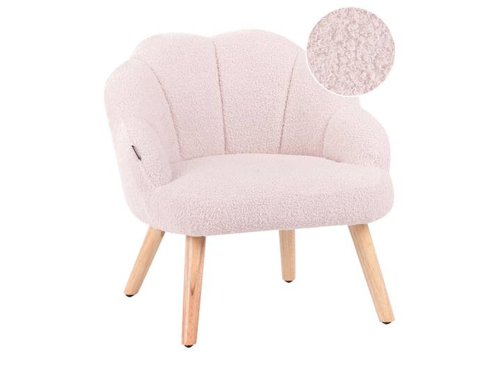 Beliani Kindersessel Bouclé Pastellrosa Miland, Pink, 50x55x53 cm, Babymöbel & Kindermöbel, Babyzimmer, Kindersessel & Kindertische