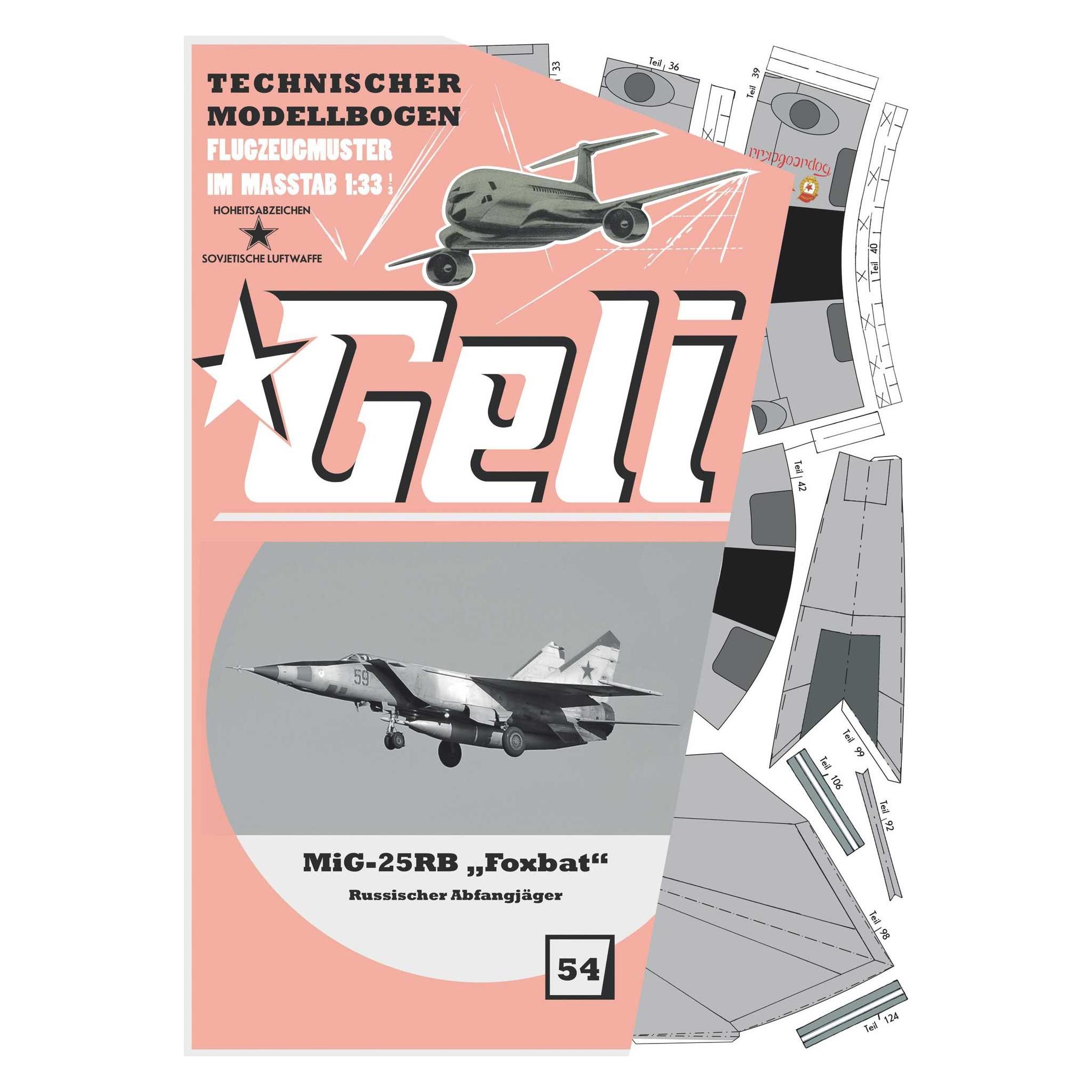 Geli mig-25rb "foxbat" kartonmodell (Motorflugzeug) (34054)