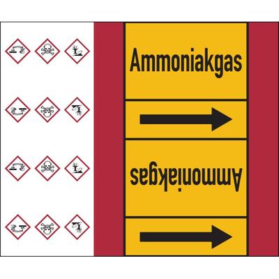 Rohrleitungskennzeichen Ammoniakgas - 33000x180 mm Folie selbstklebend