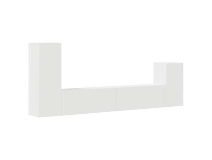 Roanoer 4-TLG. TV-Schrank-Set Wandmontage, Hängeboard Weiß Holzwerkstoff Platzsparendes Hängeschrank-Set für Wohnzimmer und Schlafzimmer mit reichlich Stauraum für Receiver und Medien.