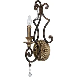 Wandleuchte Lampe Flurleuchte Stahl Kristalle H 54,6 cm 1 Flammig Klassich