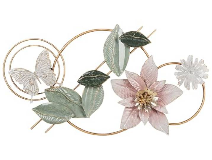 Beliani Wanddekoration Blumen Schmetterling Metall bunt einteilig handgemacht Thorium