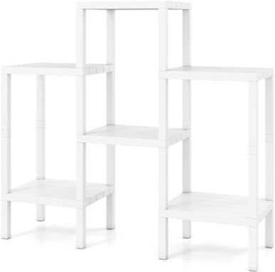 Costway 6-Tier Plastic Modular Storage Shelves for Living Room and Kitchen-White