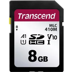 Transcend 410M Flash-Speicherkarte (8 GB, microSDHC, U1, UHS-I), Speicherkarte, Schwarz
