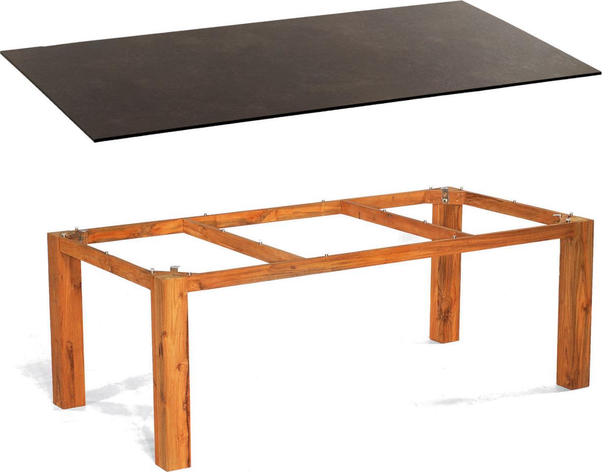 Sonnenpartner Gartentisch Base 200x100 cm Teakholz Old Teak Tischsystem