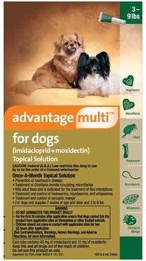Bravecto Topical Advantage Multi (Advocate) Small Dogs 3-9 Lbs (Green) 12 Doses