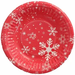 VEPATIM 50 Pappschalen rund tief "Winterzauber" Ø 19 cm x 3 cm rot