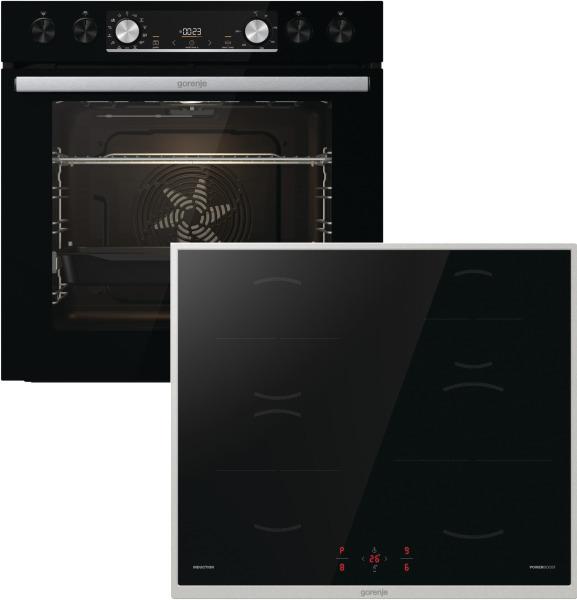 Gorenje Major domestic appliances set, Zonen-Induktionskochfeld, 4 Zone(n), Schwarz, Touchsteuerung, 59,5 cm, 52 cm
