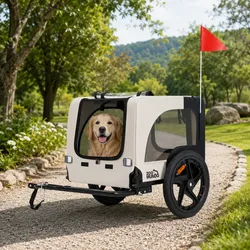 zoomundo Hundeanhänger Fahrradanhänger für Hunde Jacky - in Beige/Schwarz
