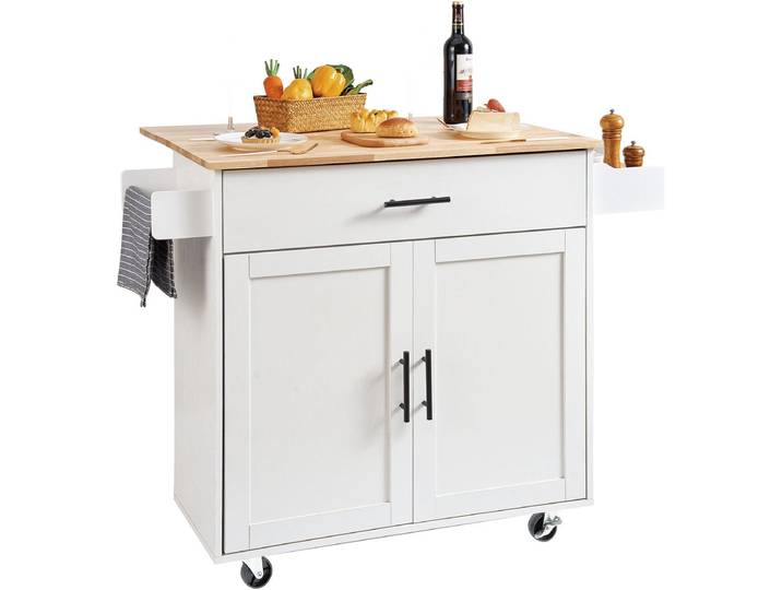 VEVOR Serveerwagen Keukentrolley 1190 x 695 x 905 mm\, 90\,7 kg Belastbaar Keukeneiland Keukenkast\, Trolley Keukentrolley met Handdoekhouder & 1 Lade\, Magnetronkast Keukentrolley Massief Hout