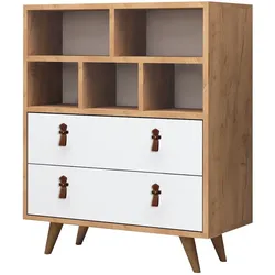 WellHome - Kommode aus dunkelbrauner und grauer Melaminspanplatte – 70 x 85,6 x 40 cm