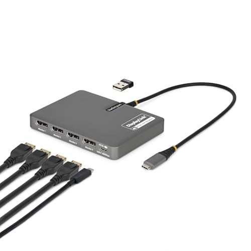 StarTech USB-C naar Quad DisplayPort Workstation Dock met 4K 60Hz en 4K 120Hz ondersteuning