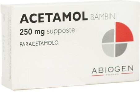 ABIOGEN PHARMA SpA Abiogen Pharma - Acetamol Bambini 250mg 10 Supposte, Trattamento per Febbre e Dolore