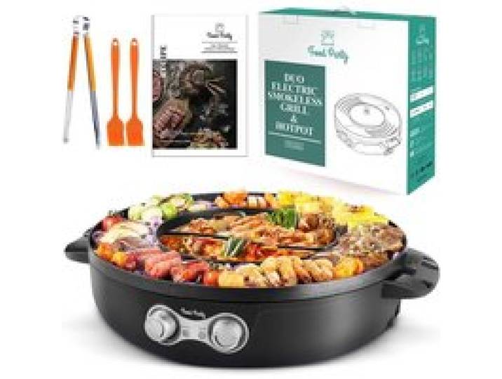 Fondue chinoise électrique - GENERIQUE - Hotpot 2 en 1 (Wok & BBQ) - 2200W - 2 5 L - 2–8 personnes