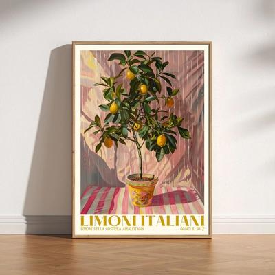 Inspired Living Italian Lemon Grove Canvas Art Cottagecore Lemon Wall Art & Italian Landscape Print Set 40x50cm Unframed 4