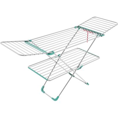Wäscheständer BISCHOF COLOMBO "DOUBLE", blau (türkis, silberfarben), B:55cm, Aluminium, Wäscheständer, 30 m Trockenlänge, 2-stufige Höhenverstellung, klappbar, Aluminium