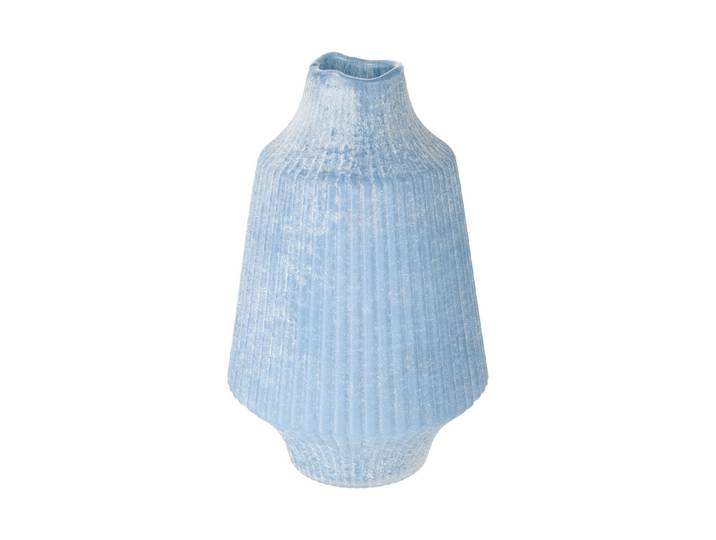 Glasvase mit Rillen hellblau h35cm