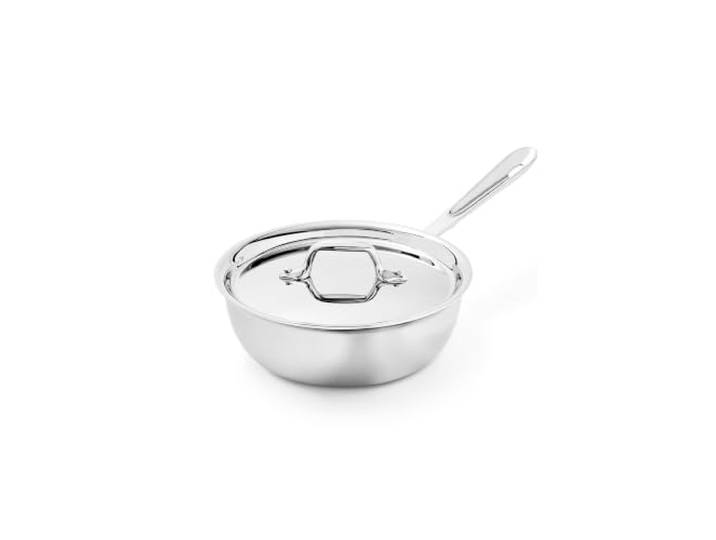 All-Clad 4212 Stainless Steel Sauteuse Mit Deckel 20,3 cm Französiche Pfanne Alle Herdarten, auch Induktion Mehrere Schichten Gleichmäßige Wärmeverteilung Edelstahl