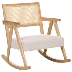 SCHAUKELSESSEL Holz Hellbraun/Hellbeige Rya