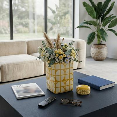 Sagebrook Home Ceramic Square Jar with Lid
