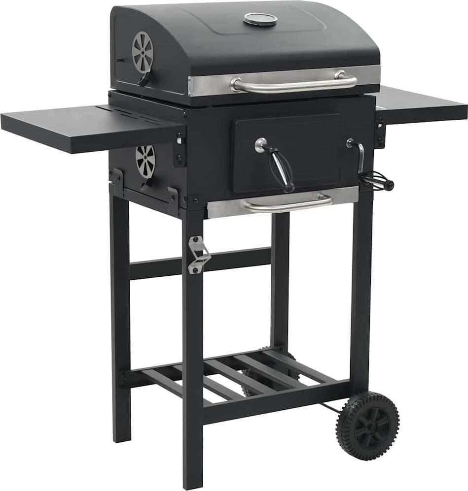 vidaXL Gril de barbecue au charbon de bois et étagère inférieure Noir