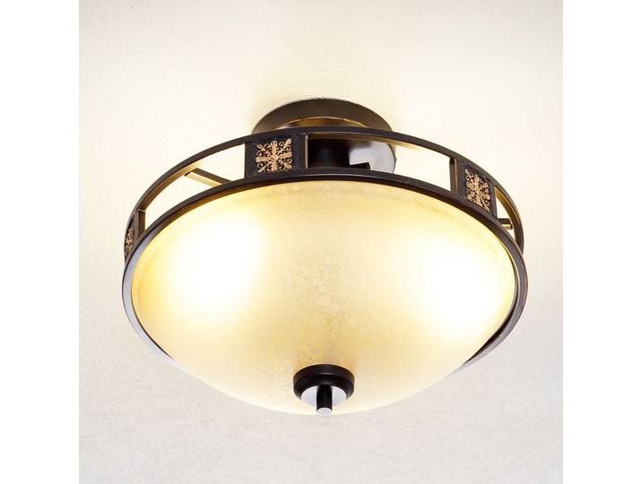 Trio Lighting Deckenlampe CAECILIA, dimmbar, creme / amber, für Wohn- / Esszimmer, Glas, Antik, Deckenlampe