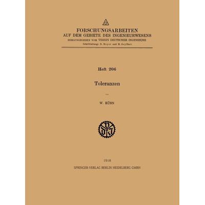 Toleranzen, Taschenbuch von W. Kühn, Springer Berlin, 978-3-662-01728-9
