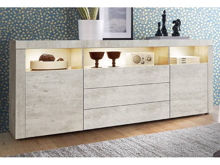 Sideboard BORCHARDT MÖBEL Santa Fé, Kommode 166 cm breit , grau (beton, optik), B:166cm H:72cm T:35cm, Holzwerkstoff, Sideboards, Sideboard, Breite 166 cm