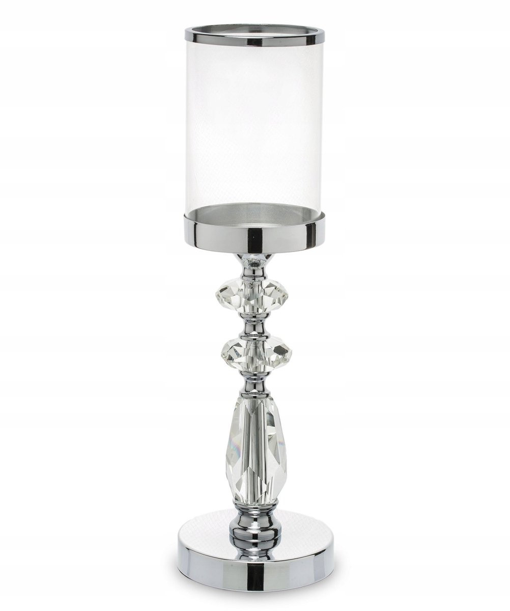 Elegante glazen kroonluchter lantaarndecoratie zilver voor op tafel