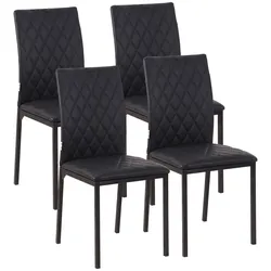 HOMCOM Esszimmerstuhl, 4er-Set Essstuhl, Gepolsterte Esszimmerstühle, Kunstleder