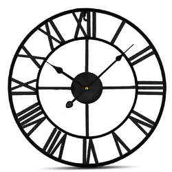 IvoQ Große Schwarze Wanduhr Metall mit Römischen Ziffern - Stilvolles Zeitloses Design - 40 cm