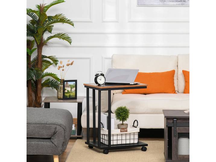 HOMCOM Table d'Appoint Vintage Mobile Acier/Bois