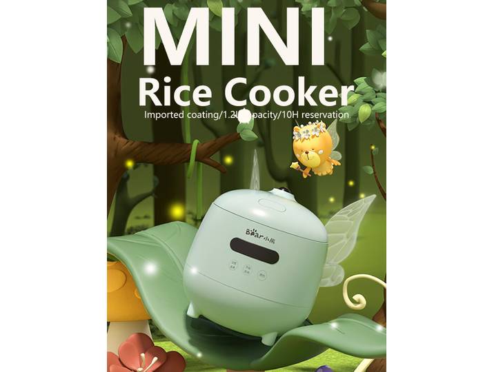 Mini cuiseur à riz Bear 1,2 L, revêtement antiadhésif, cuiseur électrique multifonction pour 1 à 3 personnes, réservation 10H, maintien au chaud automatique DFB-B12L5