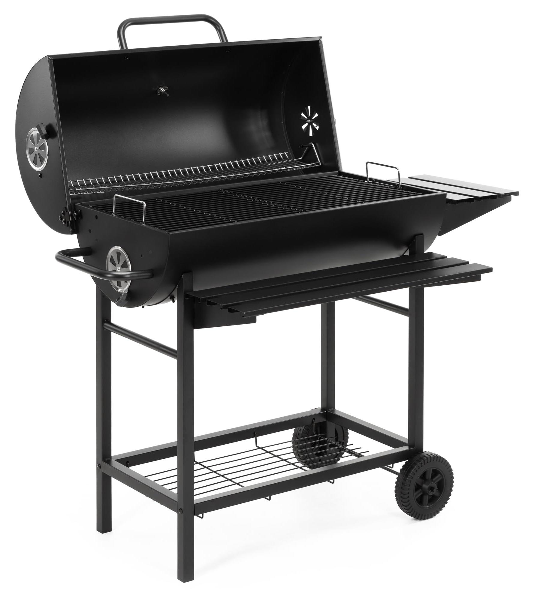 Holzkohle-Grillwagen - Höhe verstellbarer Kohlekasten - 60x108x95 cm - Legierter Stahl