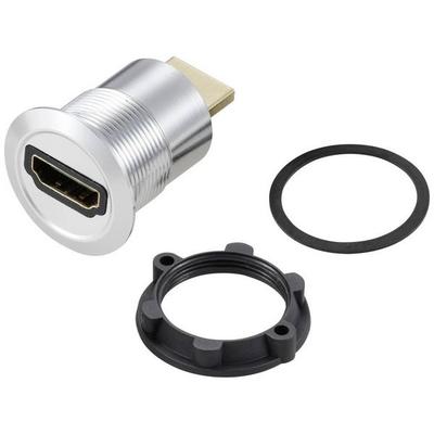 TRU COMPONENTS TC-11980448 HDMI Panel-Adapter Buchse HDMI-Buchse - HDMI-Stecker Silber Polzahl: 1 Inhalt: 1 St.