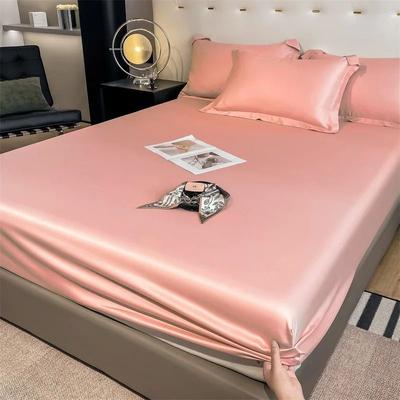 Uplift Picks Mulberry Silk Fitted Sheet Soft Elastic Silk Mattress Cover pink custom Size