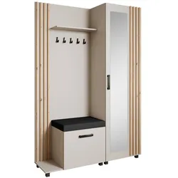 GARDEROBENSCHRANK Livia mit Aufhängern und Spiegel, Kaschmir, links