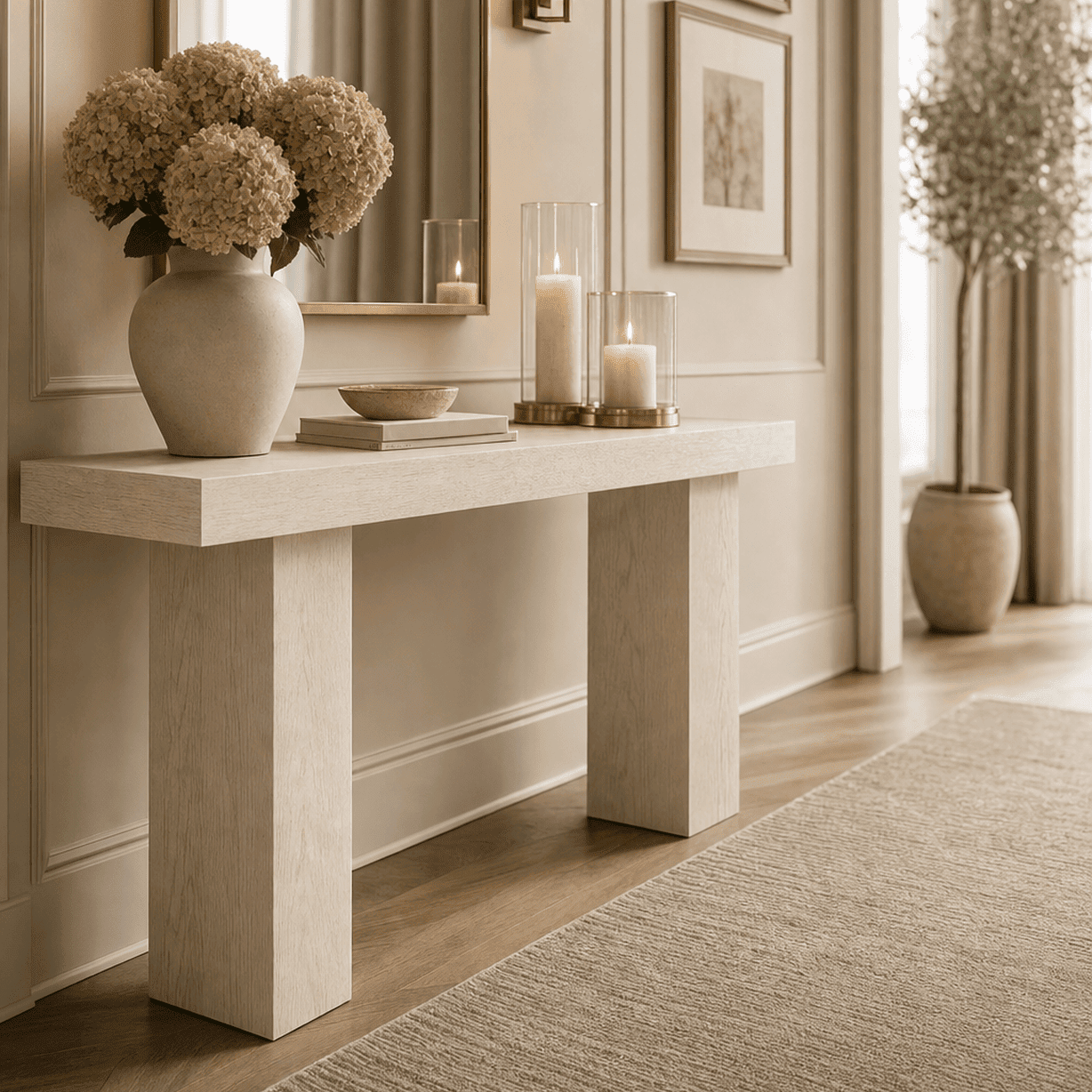 Hudson White Washed Wood Console Table
